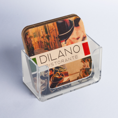 Plexiglass stand for square beermats 